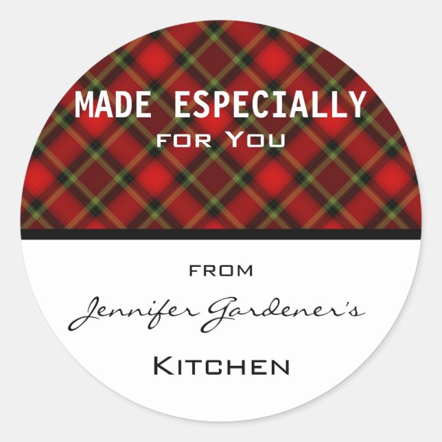 Red Plaid Jar Sticker (Front)