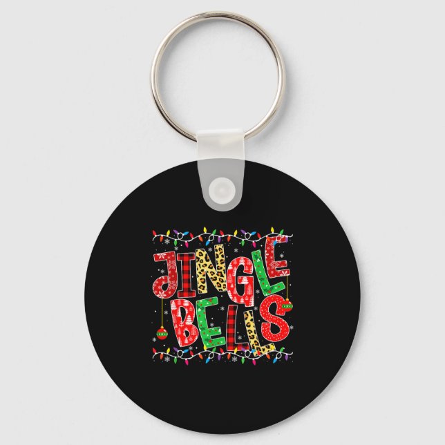 Red Plaid Jingle Bells Christmas Matching Family P Keychain (Front)