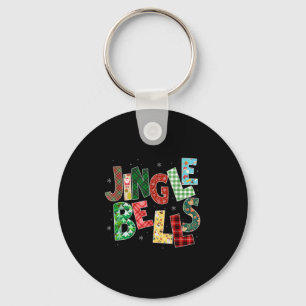Red Plaid Jingle Bells Christmas Matching Family P Keychain