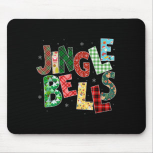 Red Plaid Jingle Bells Christmas Matching Family P Mouse Pad