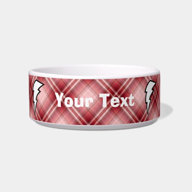 Red Plaid Lightning Bolt Bowl (Front)