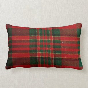 Red Plaid Lumbar Throw Pillow