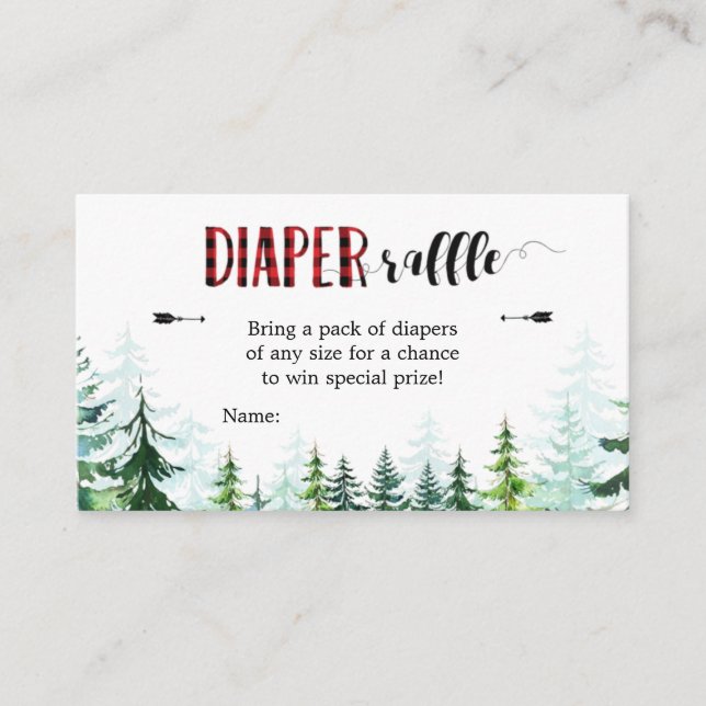 Red Plaid Lumberjack  - Diaper Raffle Card (Front)