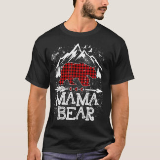 Red Plaid Mama Bear Christmas Pajama Matching Fami T-Shirt