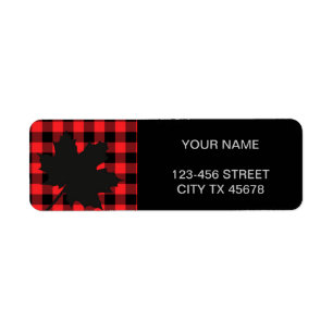 Red Plaid Maple Leaf silhouette