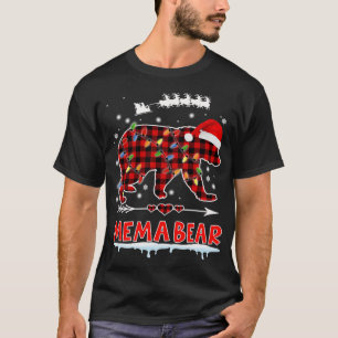 Red Plaid Mema Bear Christmas Matching Pajama Fami T-Shirt