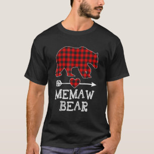Red Plaid Memaw Bear  Matching Pajama Family T-Shirt