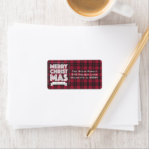 Red Plaid Merry Christmas Label