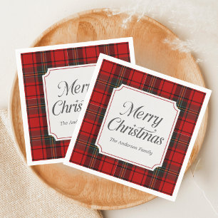 Red Plaid Merry Christmas Napkin