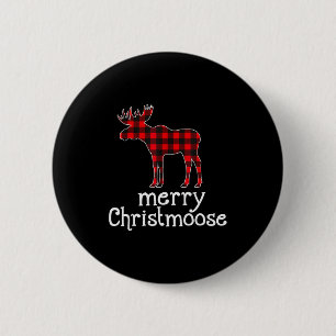 Red Plaid Merry Christmoose Christmas T Shirt Moos 2 Inch Round Button