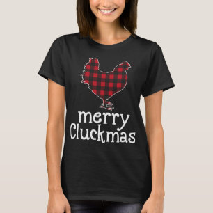 Red Plaid Merry Cluckmas Christmas Chicken Lovers T-Shirt