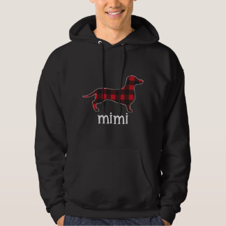 Red Plaid Mimi Dachshund Merry Christmas Dachshund Hoodie