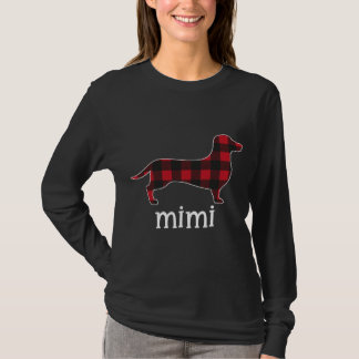 Red Plaid Mimi Dachshund Merry Christmas Dachshund T-Shirt