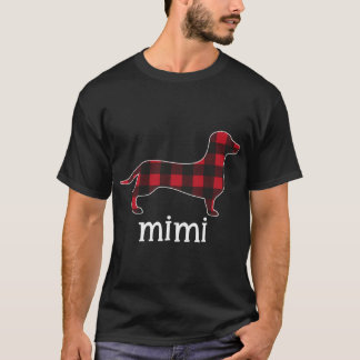 Red Plaid Mimi Dachshund Merry Christmas Dachshund T-Shirt