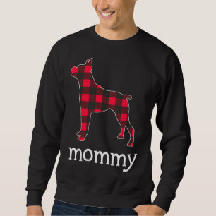 Red Plaid Mommy Boxer Dog Christmas Matching Famil Sweatshirt