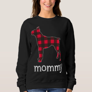 Red Plaid Mommy Boxer Dog Christmas Matching Famil Sweatshirt