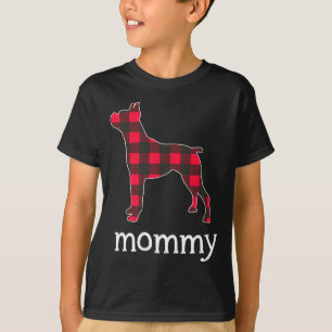 Red Plaid Mommy Boxer Dog Christmas Matching Famil T-Shirt
