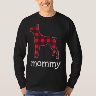 Red Plaid Mommy Boxer Dog Christmas Matching Famil T-Shirt