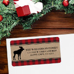 Red Plaid Moose Kraft Return Address Labels<br><div class="desc">Red Buffalo Plaid Kraft Christmas Holiday Moose Return Address Label</div>
