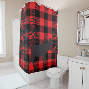 Red Plaid Moose Silhouette