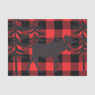 Red Plaid Moose Silhouette Tissue Paper