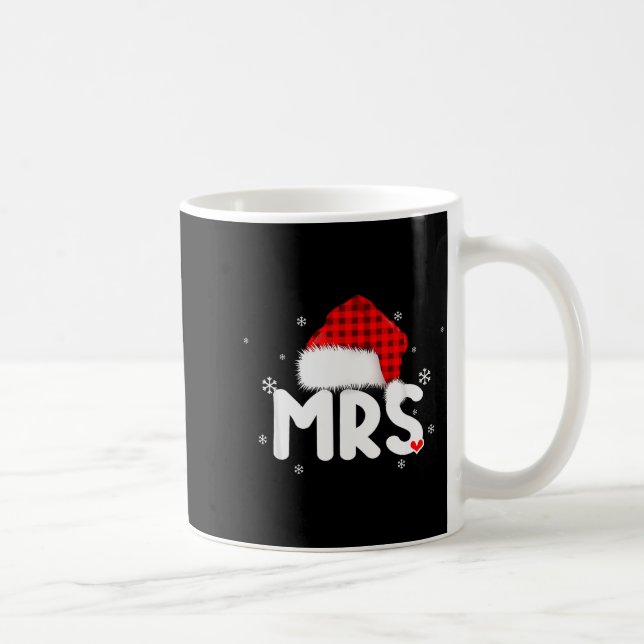Red Plaid Mrs Claus Couples Matching Christmas Paj Coffee Mug (Right)