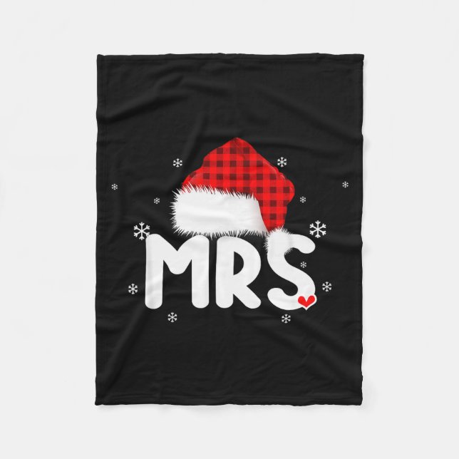 Red Plaid Mrs Claus Couples Matching Christmas Paj Fleece Blanket (Front)