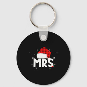 Red Plaid Mrs Claus Couples Matching Christmas Paj Keychain