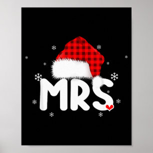 Red Plaid Mrs Claus Couples Matching Christmas Paj Poster