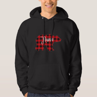 Red Plaid Nana Bear Matching Pajama Family Buffalo Hoodie