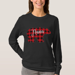 Red Plaid Nana Bear Matching Pajama Family Buffalo T-Shirt