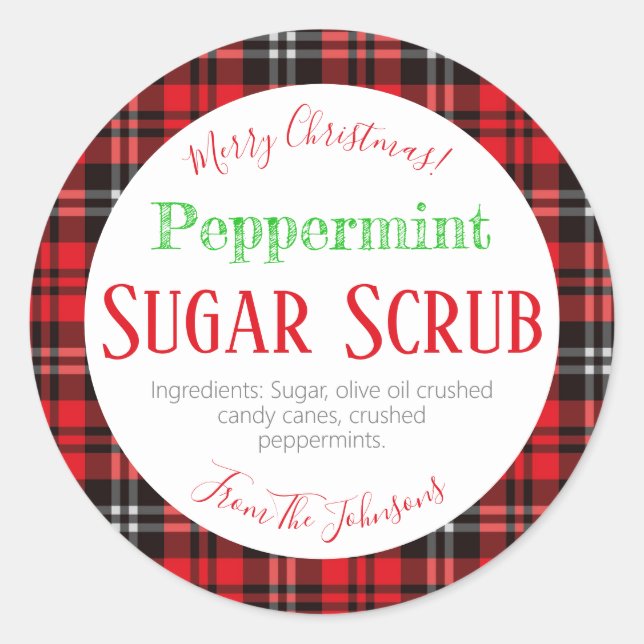 Red Plaid Noël Peppermenthe Étiquettes de l'écorce (Devant)
