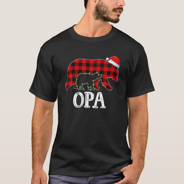 Red Plaid Opa Bear T-Shirt (Front)