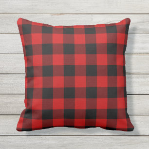 Red Plaid Outdoor Pillow