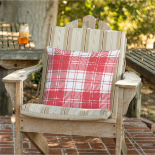 Red Plaid Outdoor Pillow