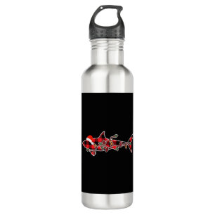 Red Plaid Pajama Shark Santa Hat Christmas Light 710 Ml Water Bottle