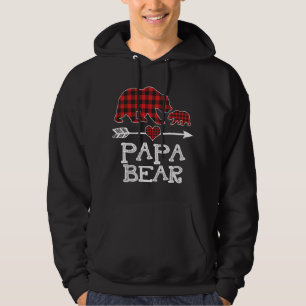 Red Plaid Papa Bear One Cub Matching Buffalo Pajam Hoodie