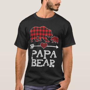Red Plaid Papa Bear One Cub Matching Buffalo Pajam T-Shirt
