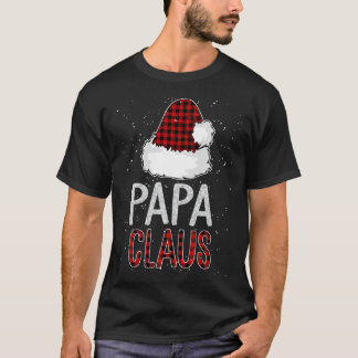 Red Plaid Papa Claus Design - Matching Family Funn T-Shirt