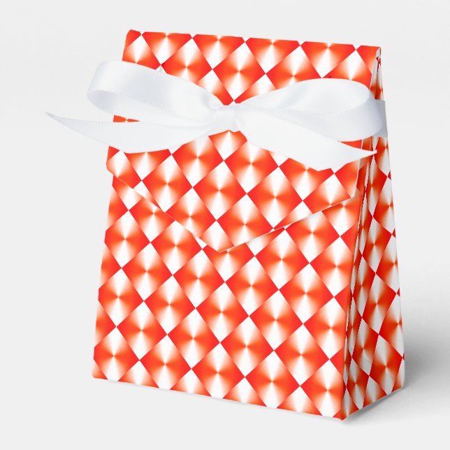 Red Plaid Pattern Favor Box (Front Side)
