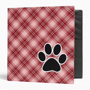 Red Plaid Paw Print Binder