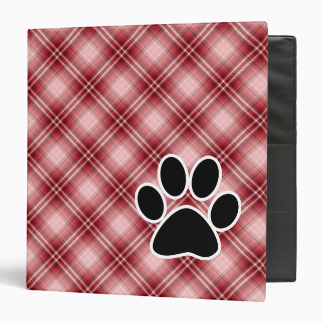 Red Plaid Paw Print Binder (Front/Inside)
