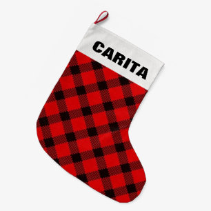Red Plaid Personalized Christmas Stocking