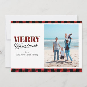 Red Plaid Personalized Photo Christmas Cards