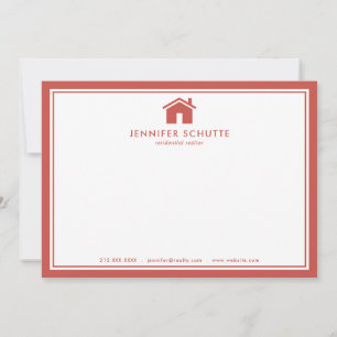 Red Plaid Personalized Realtor Stationery Flat Card