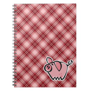 Red Plaid Pig Notebook