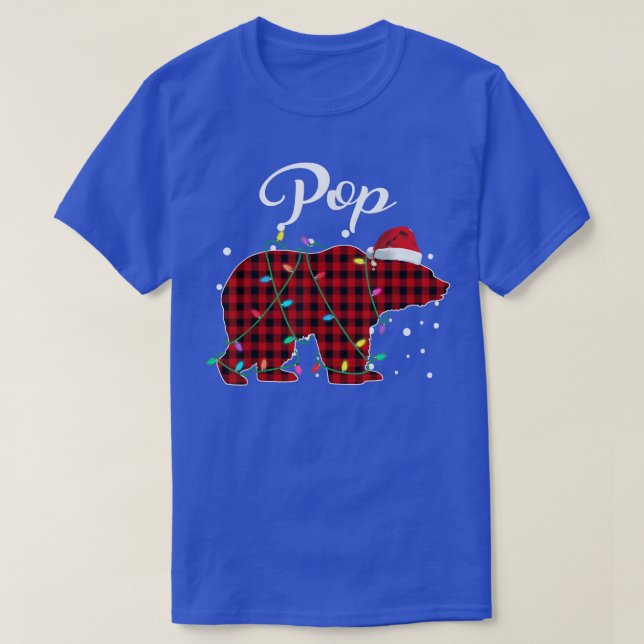 Red Plaid Pop Bear Matching Buffalo Pajama  T-Shirt (Design Front)
