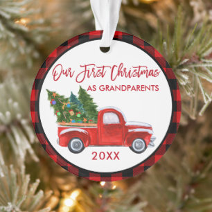 Red Plaid Premier Noël en Grand-parents Camion