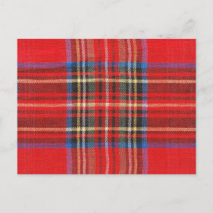 Red Plaid Print Postcard
