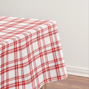 Red Plaid Print Tablecloth